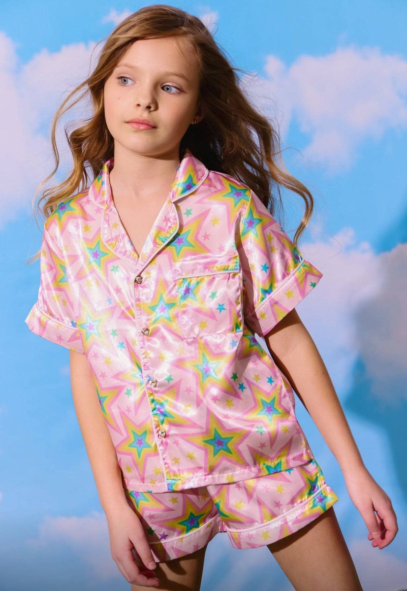 Pastel Stars Silk Short Set