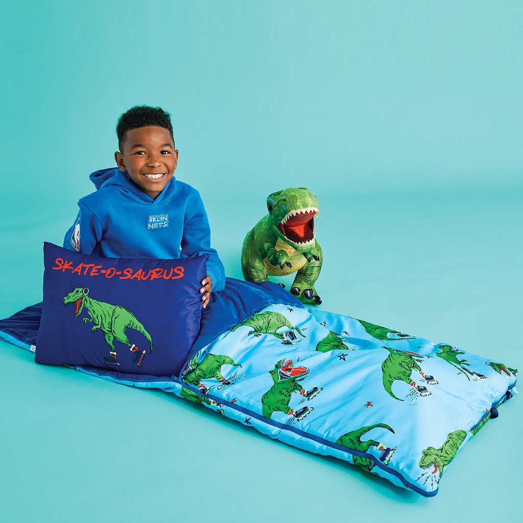 Skating Dinosaurs Sleeping Bag and Pillow Set Haute Totz