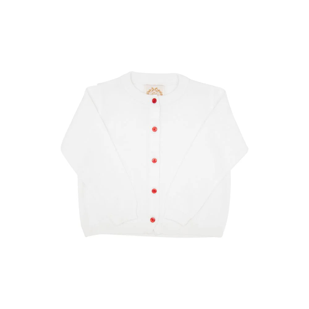 Cambridge Cardigan - Worth Ave White w/ Red Buttons