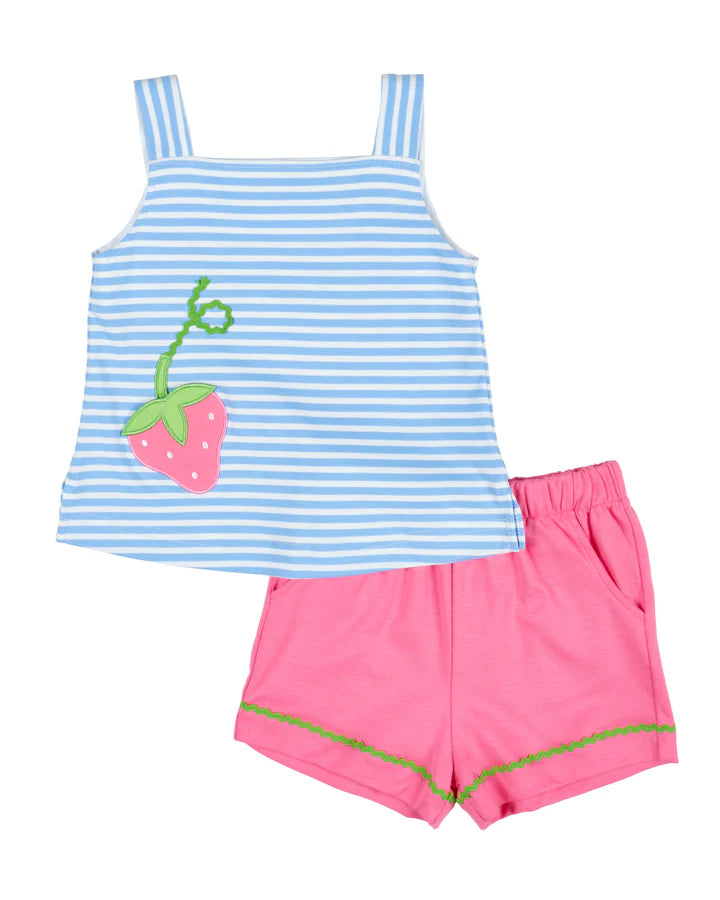 Stripe Short Set w/Strawberry Pocket
