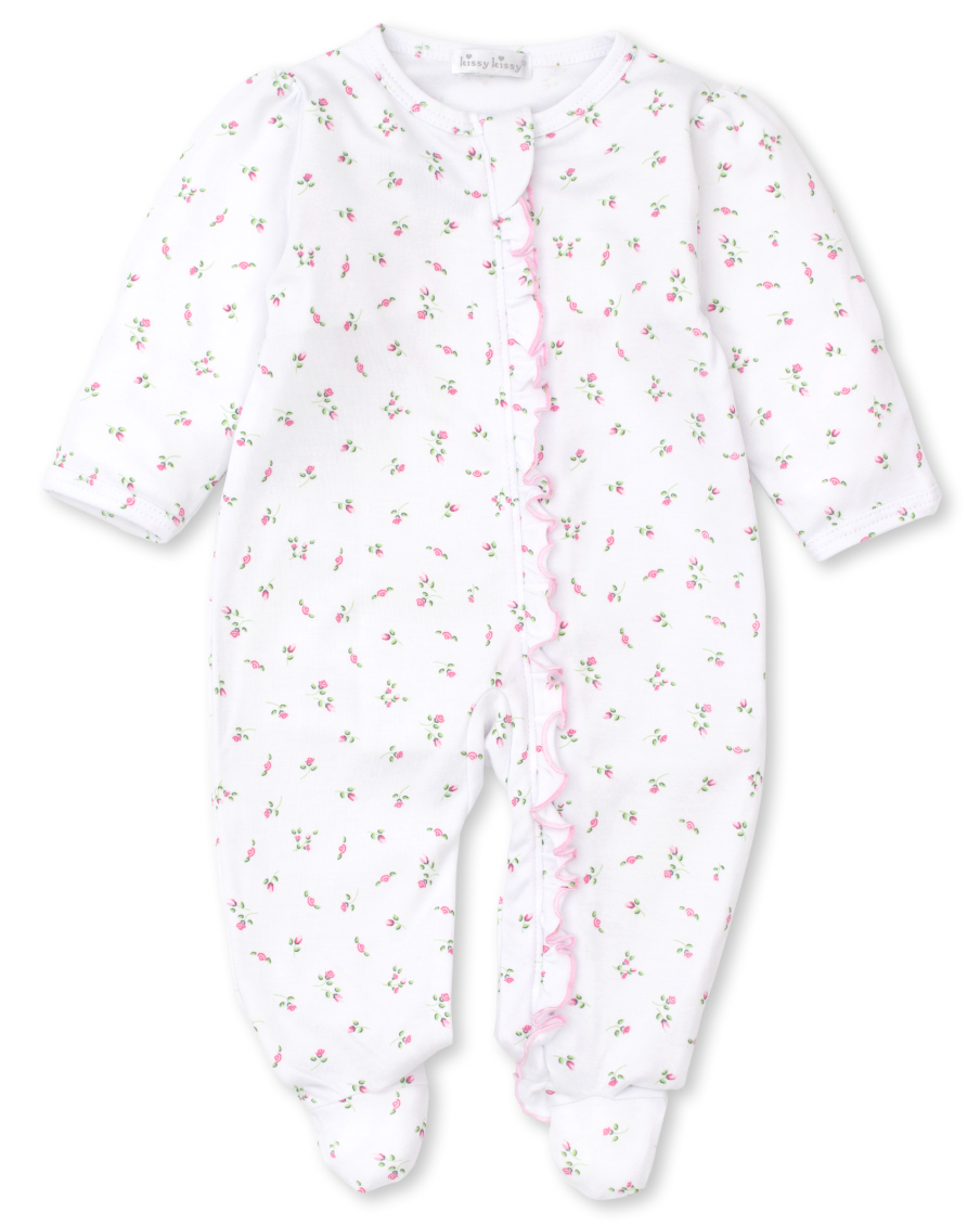 Garden Roses Zip Footie w/Ruffle