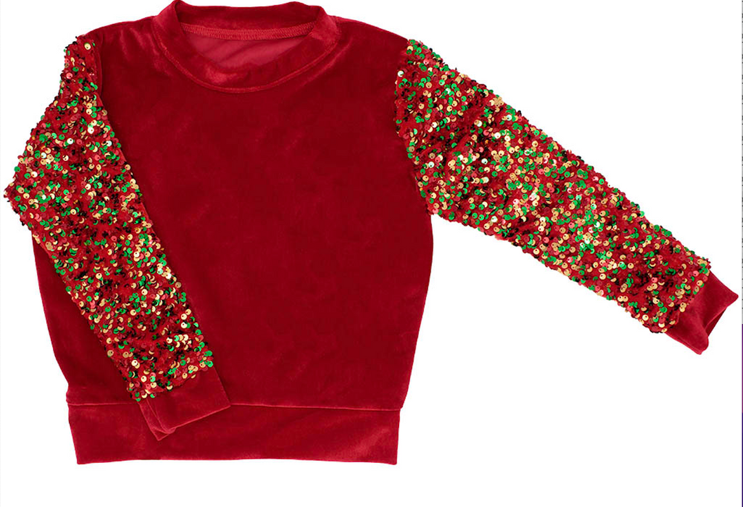 Sequin Sleeve Velvet Sweatshirt