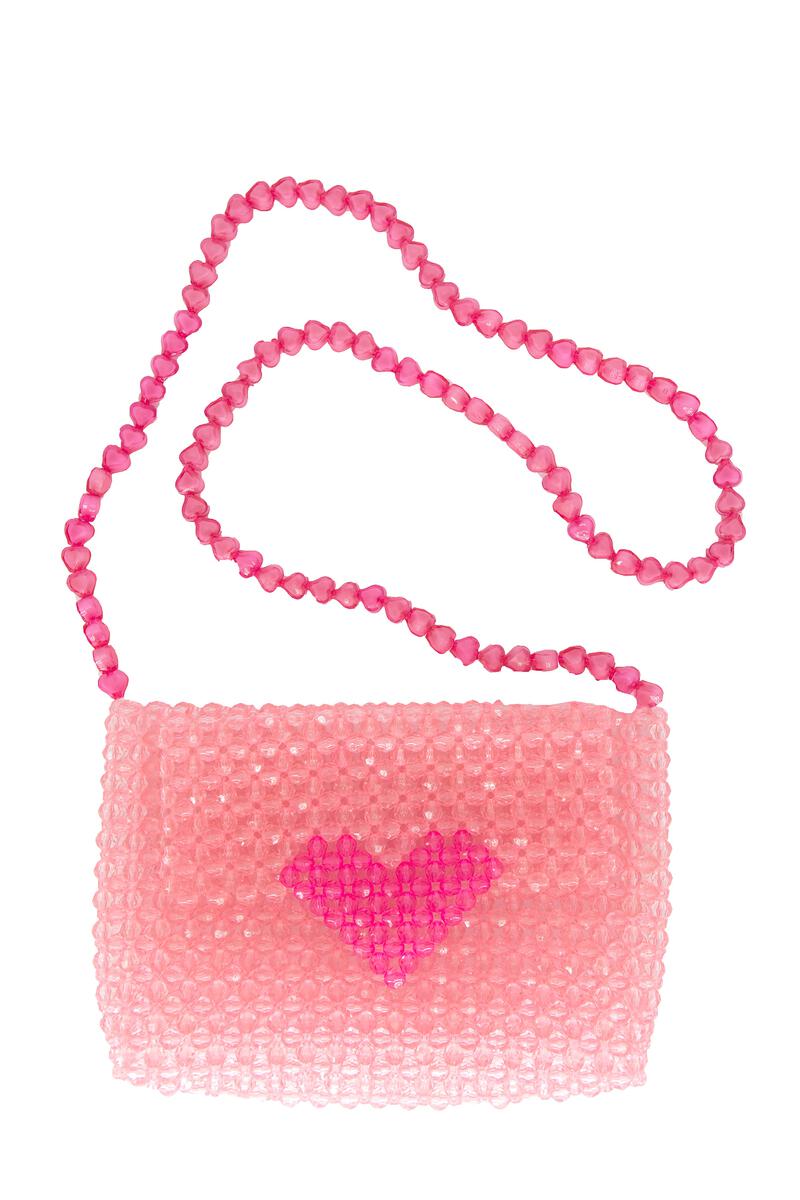 Beaded Heart Bag Pink Combo