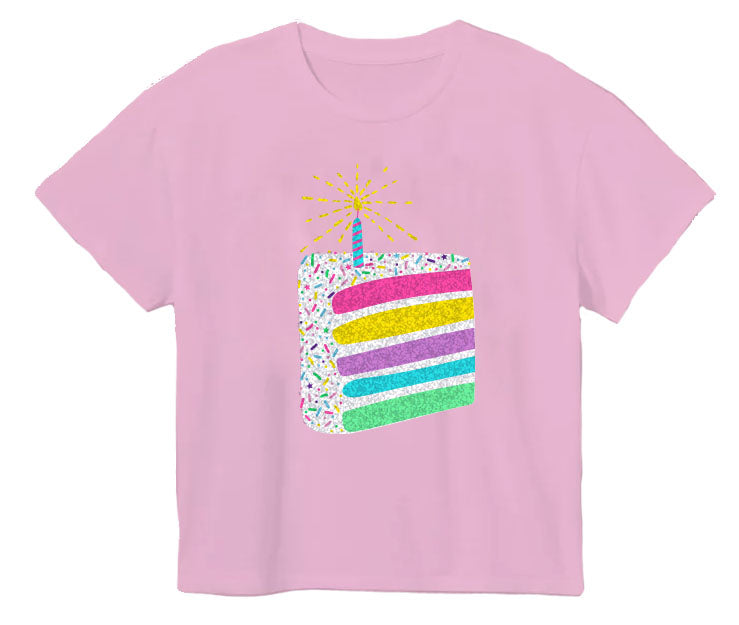Glitter Birthday Cake Boxy Tee