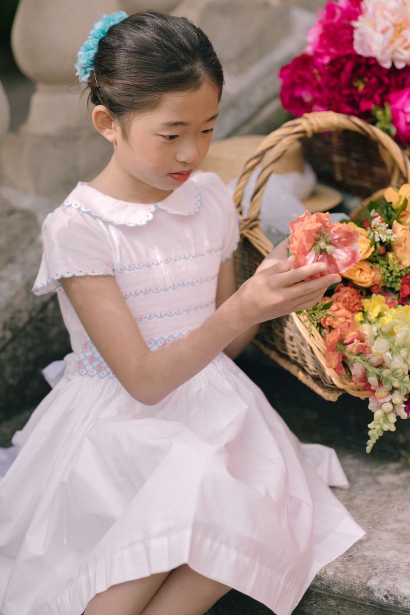 Cassis Shortsleeve Smocked Dress