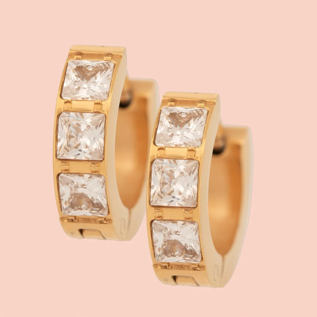 Crystal Chunky Huggie Hoop Earrings