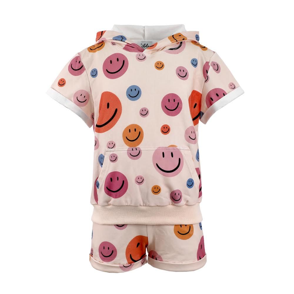 Happy Emoji Hoodie Short Set