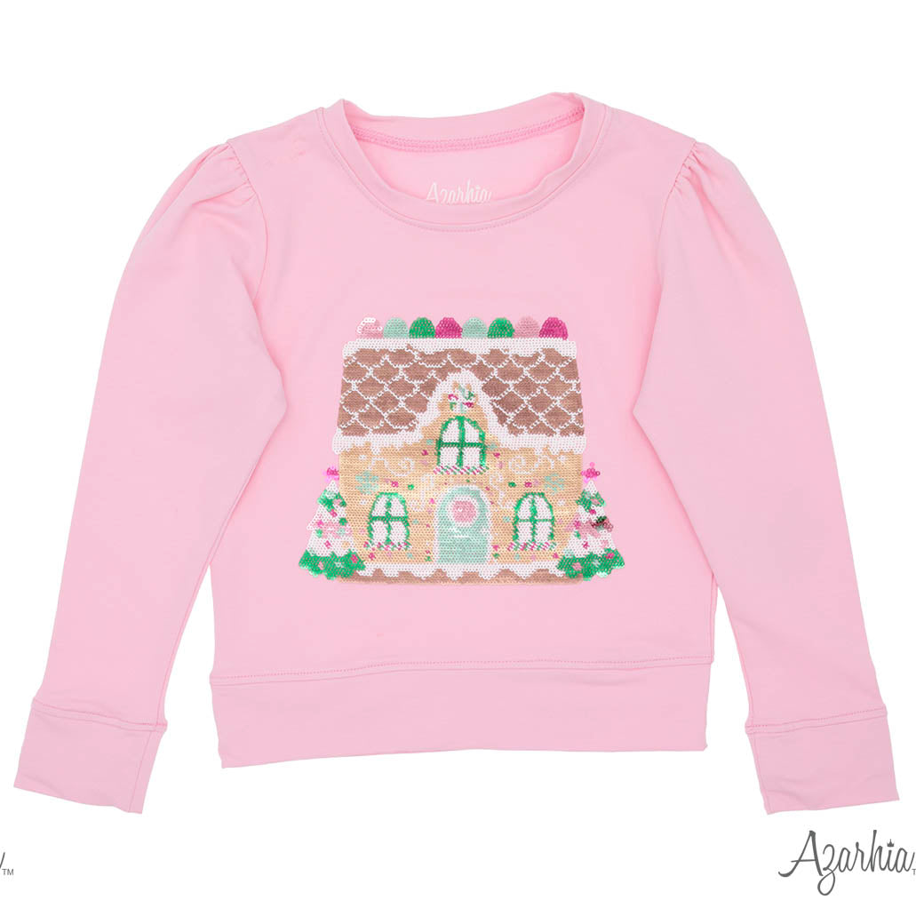 Gingerbread House In Sequin Sweatshirt