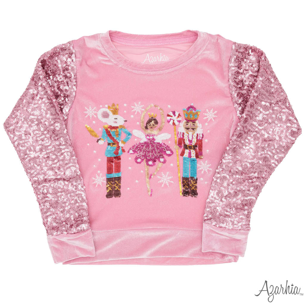 Nutcracker Sequin Sleeve Christmas Sweatshirt