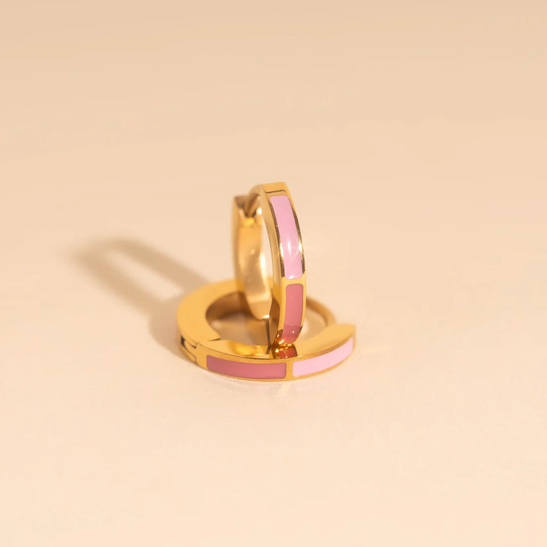 Split Color Huggie Hoop Earrings
