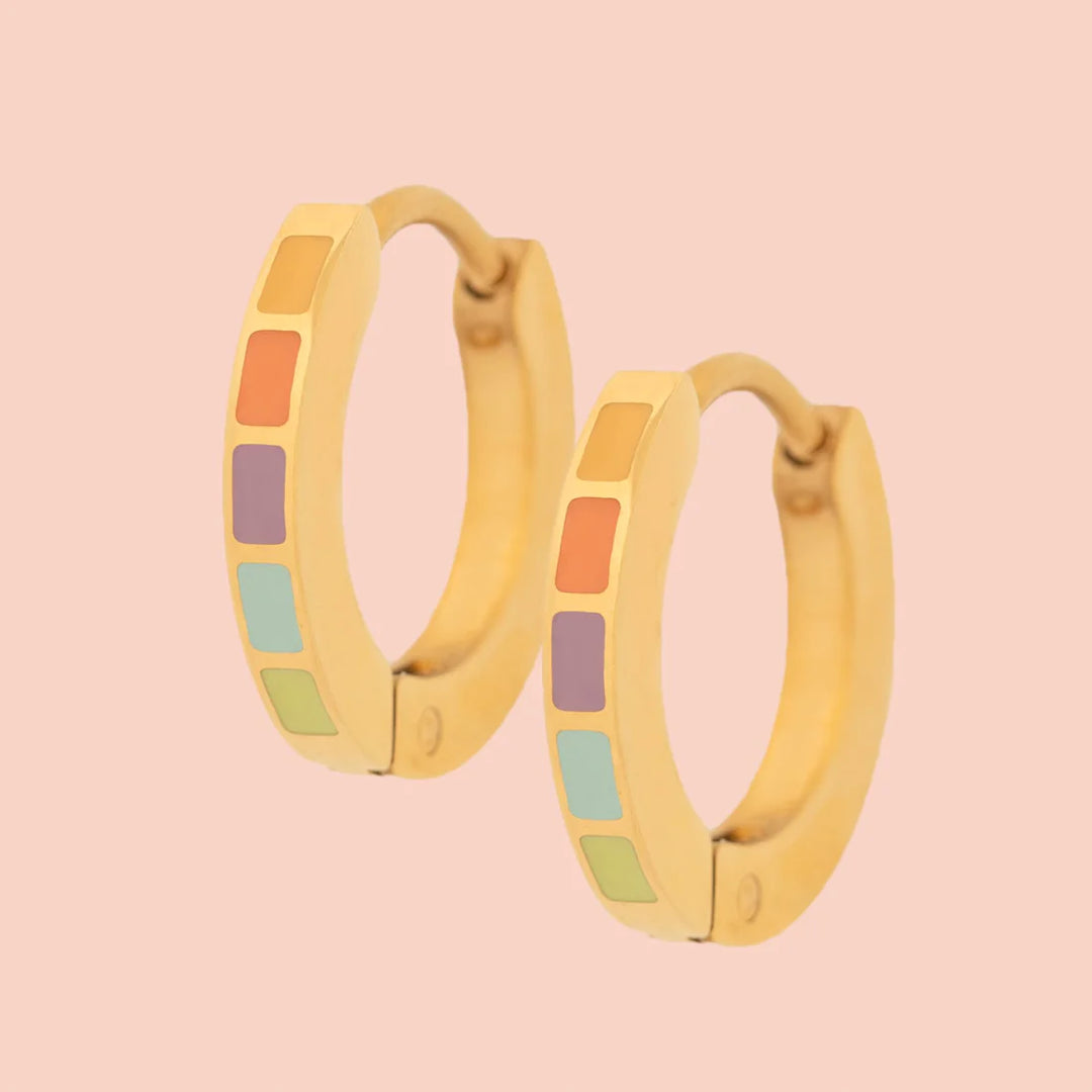 Rainbow Huggie Hoop Earrings