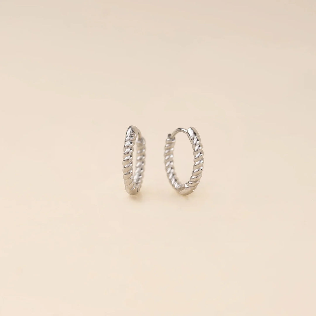 Rope Rounded Huggie Hoop Earrings