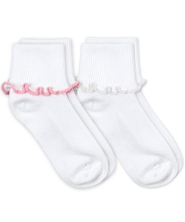 Ripple Edge Smooth Toe Turn Cuff Socks-2pk