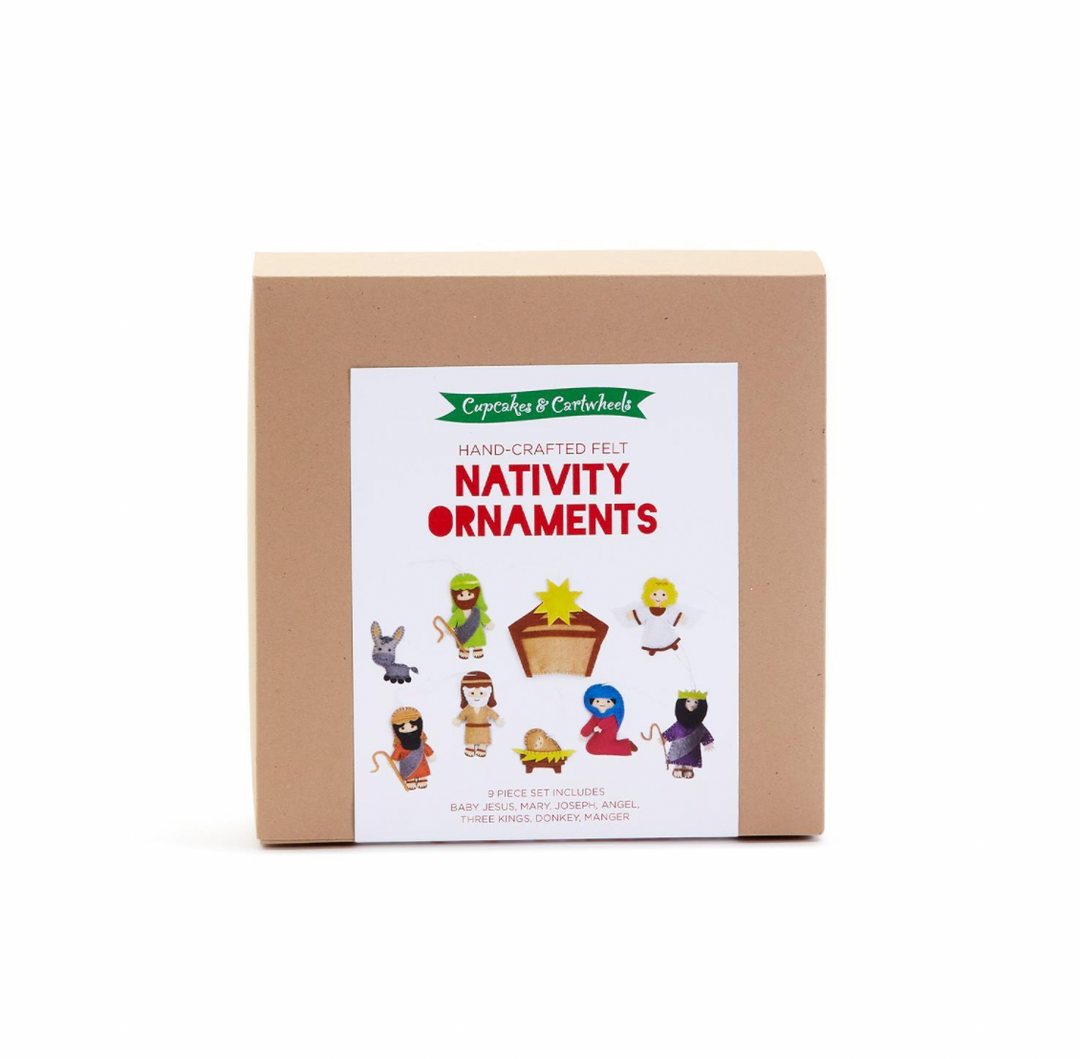 Nativity 9 pc Hand Crafted Ornament Set