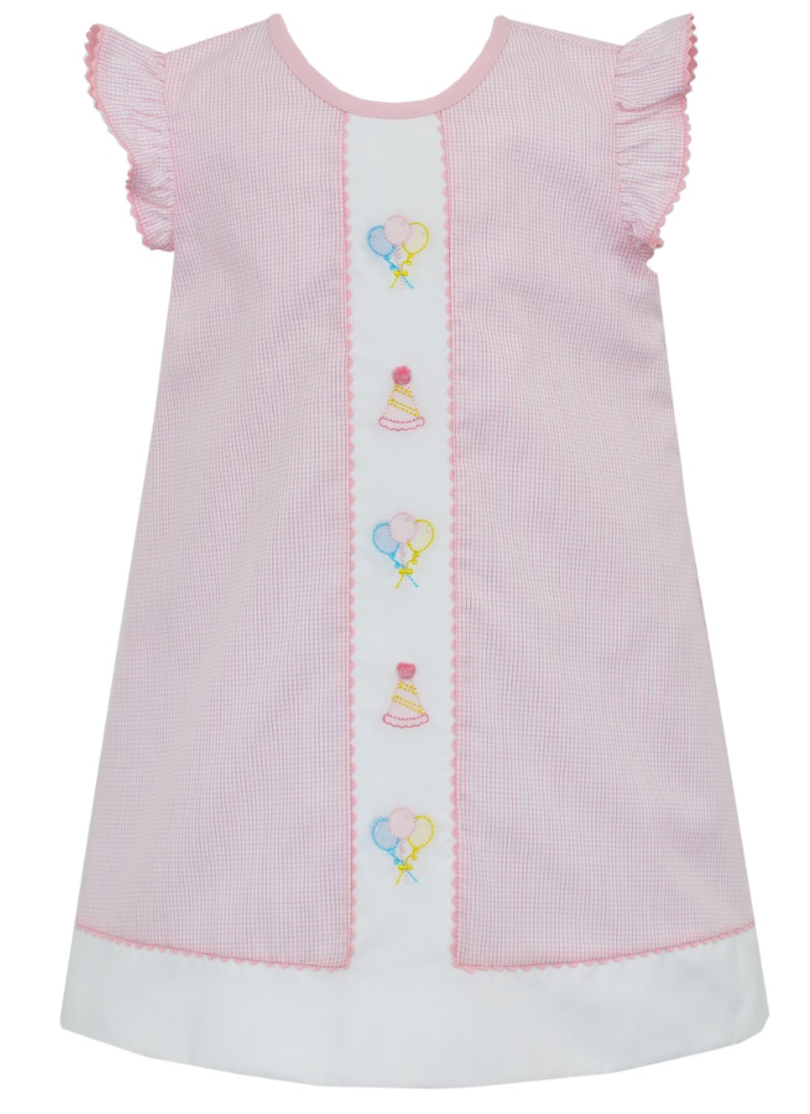 embroidered birthday dress Pink Window Check Birthday Dress – Haute Totz