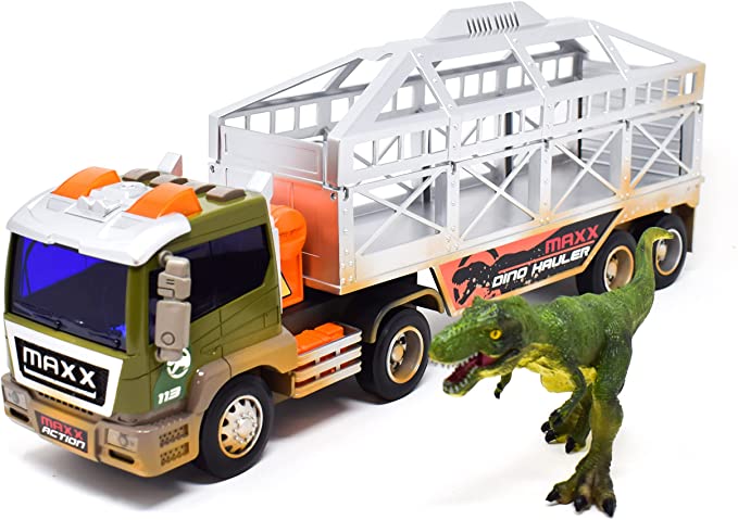 Maxx Action Truck Long Hauler with Dinosaurs