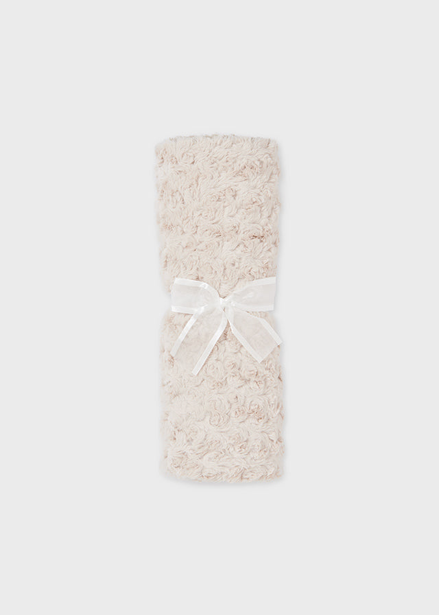 Fur Blanket w/Rossette Detail