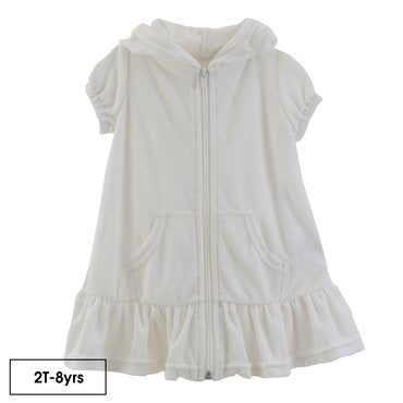 White Terry Ruffle Swim Cover Up
