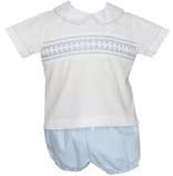 Blue Two Piece Smock Boy Set