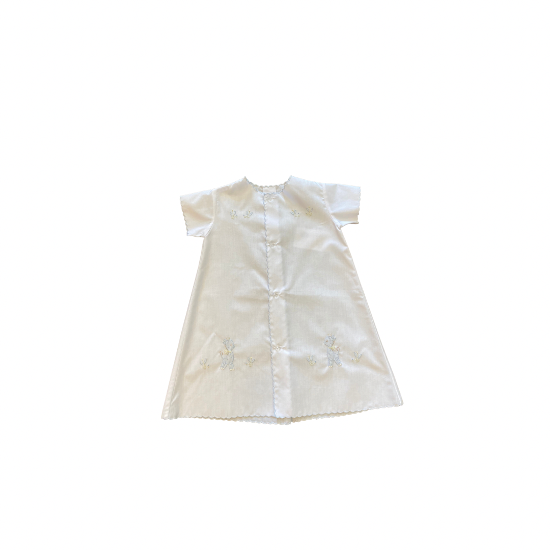 Baby Boy Day Gown with Embroidered Giraffe