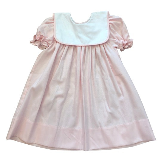 Pique Pink Dress with Square White Collar
