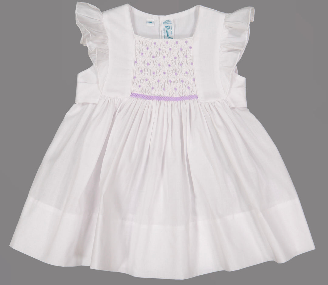 Lavender Smocked Flutter Sleeve Dress