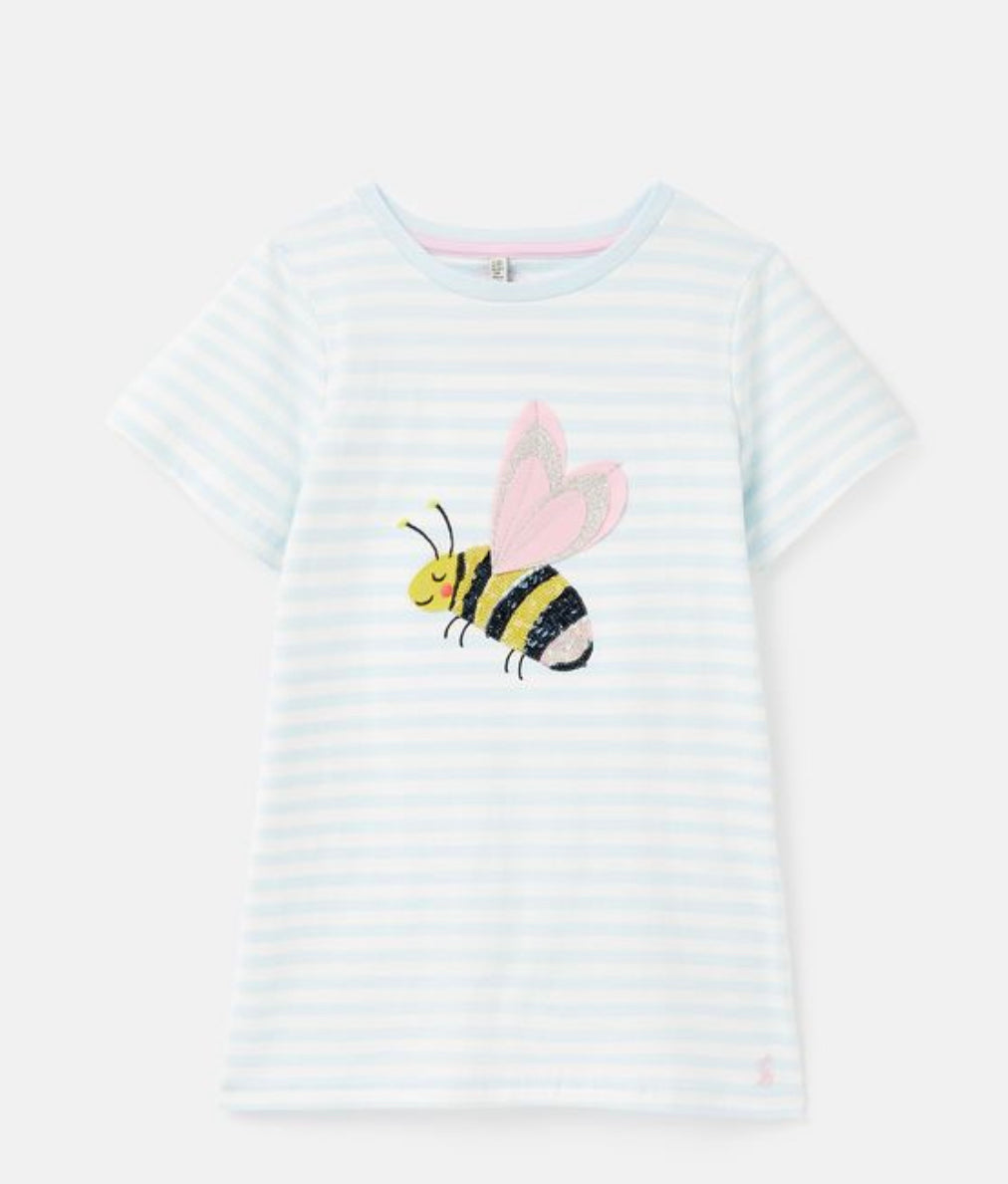 Stripe Art Work T-Shirt with Bee