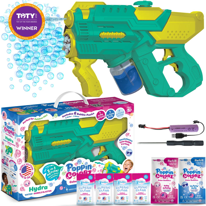 2-in-1 Water Gun & Color Bubble Blaster