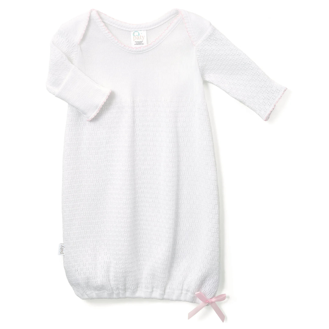 Paty Knit Overlap Shoulder Gown w/Bow