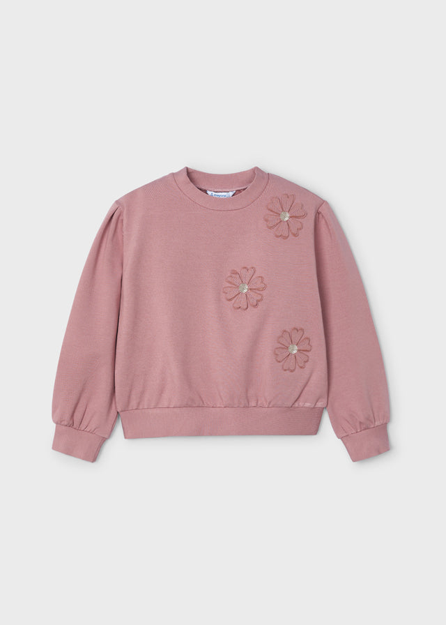 Flower Applique Sweatshirt Top