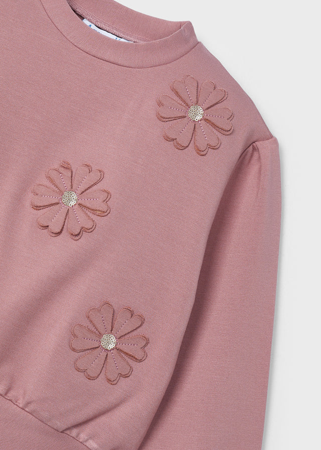 Flower Applique Sweatshirt Top