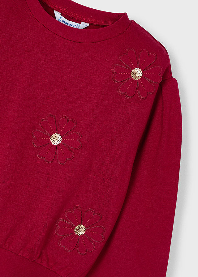 Flower Applique Sweatshirt Top