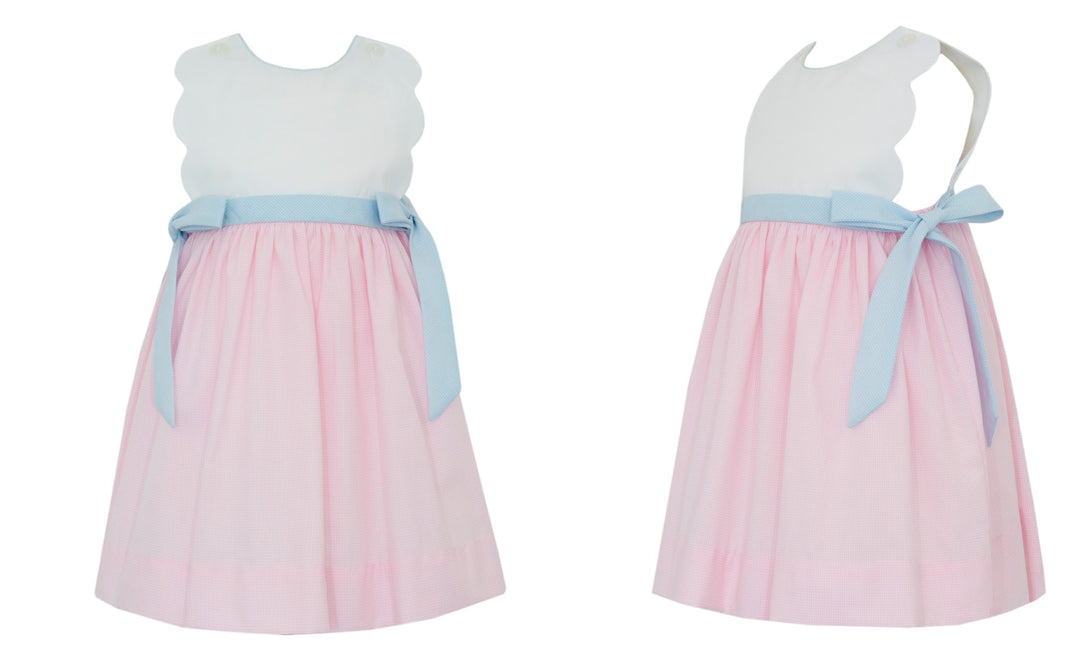 Scalloped Sundress w/Light Blue Side Bows