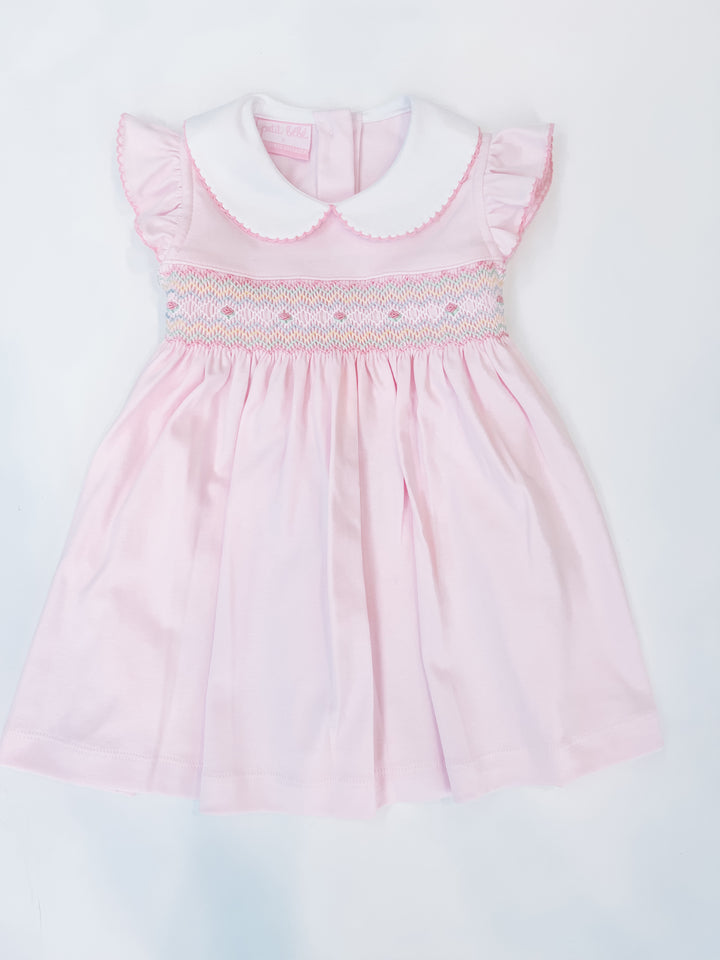 Riley Knit Sleeveless Dress w/Pastel Smocking