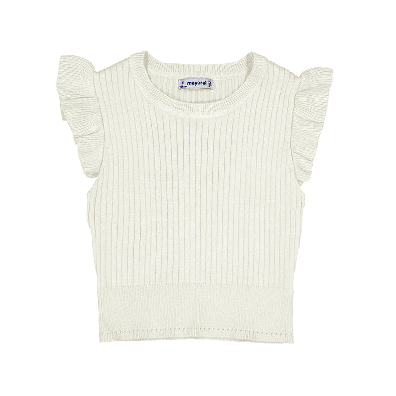 Ribbed Ruffle Sleeve Top