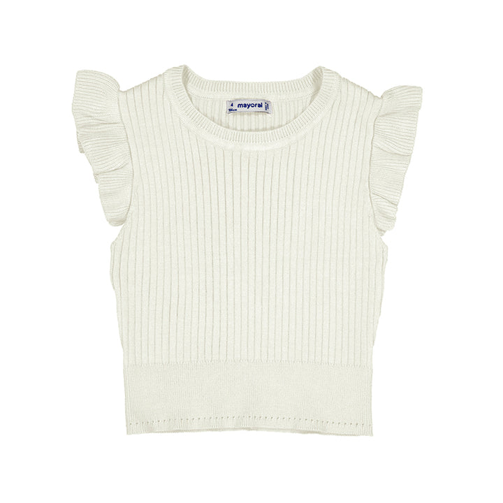 Ribbed Ruffle Sleeve Top