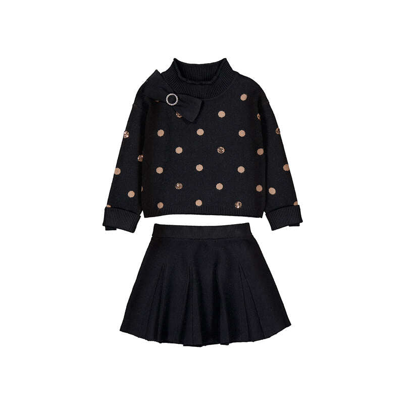 Polka Dots Knit Skirt Set