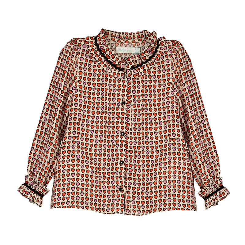 Button Front Printed Blouse