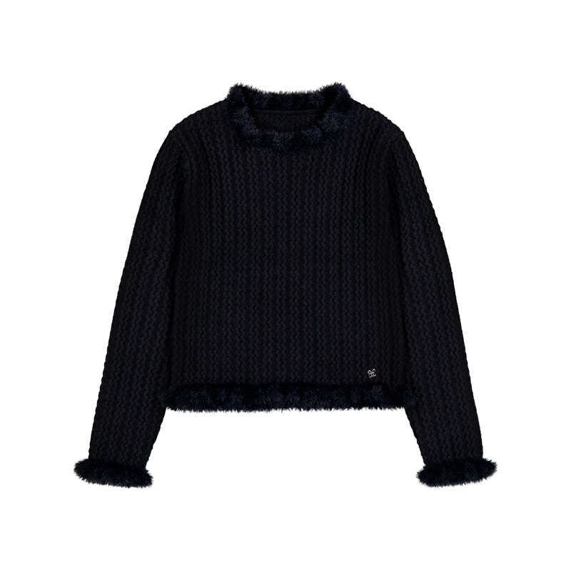 Mock Neck Faux Fur Sweater