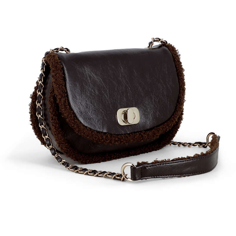 Mixed Faux-Shearling Bag