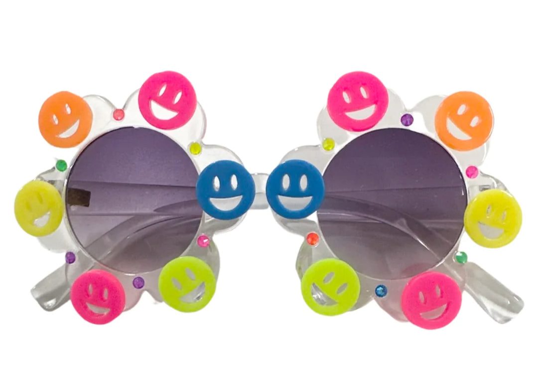 Crystalized Smiley Round Flower Sunglasses