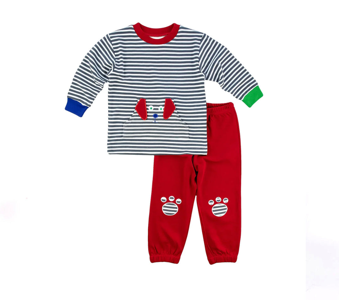 Knit Shirt and Pant Set with Dog