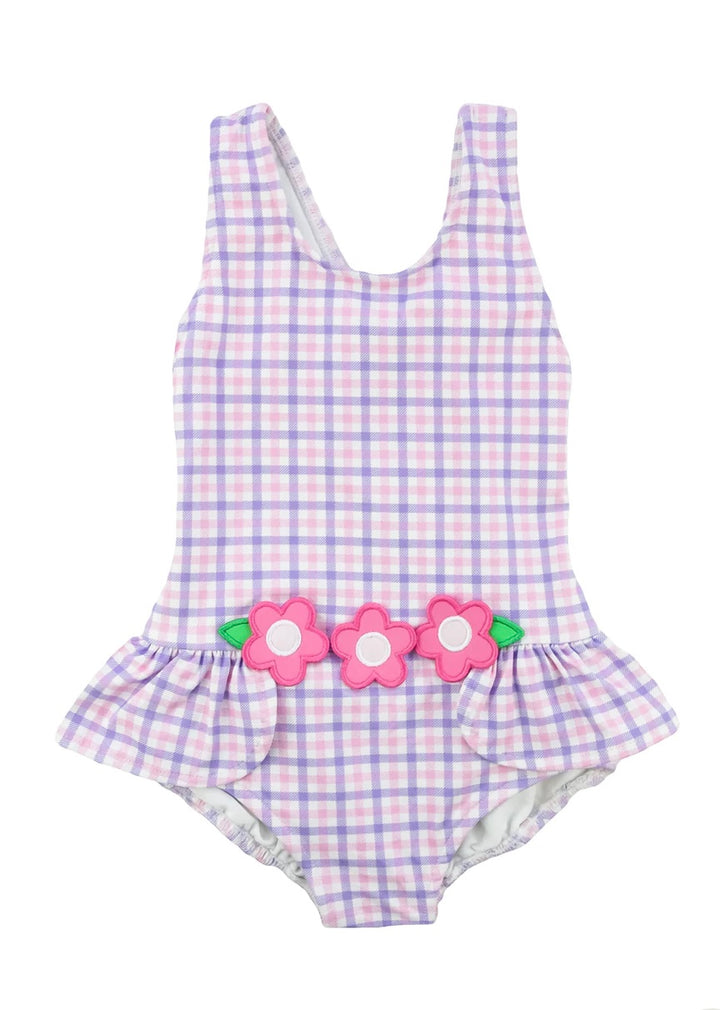 Plaid Swimsuit w/Flowers