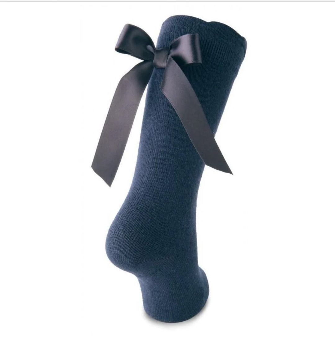 Carlomagno Socks Satin Bow Knee High