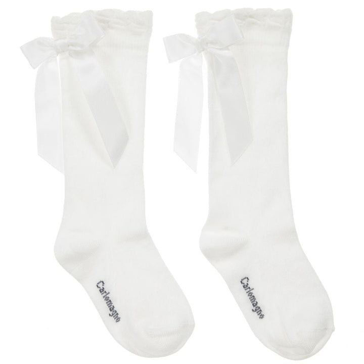 Carlomagno Socks Satin Bow Knee High