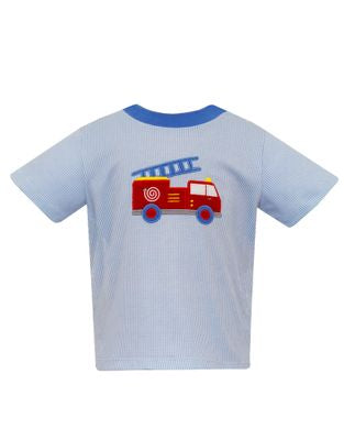Blue Gingham Firetruck T-Shirt