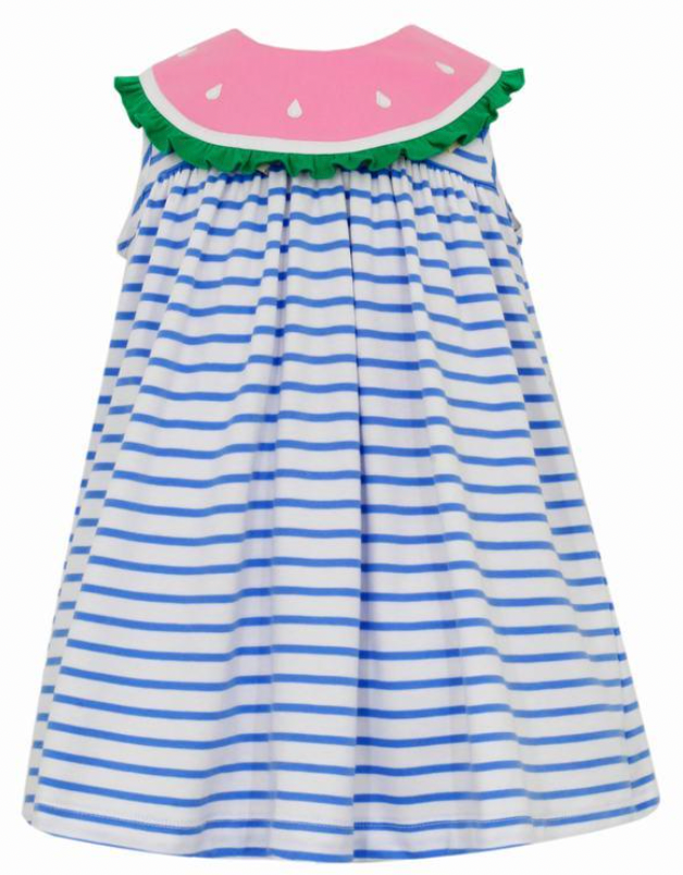 Blue Knit Stripe Sleeveless Dress