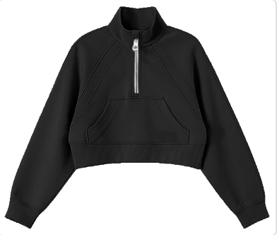 Oversized Cropped 1/4 Zip Sweatshirt