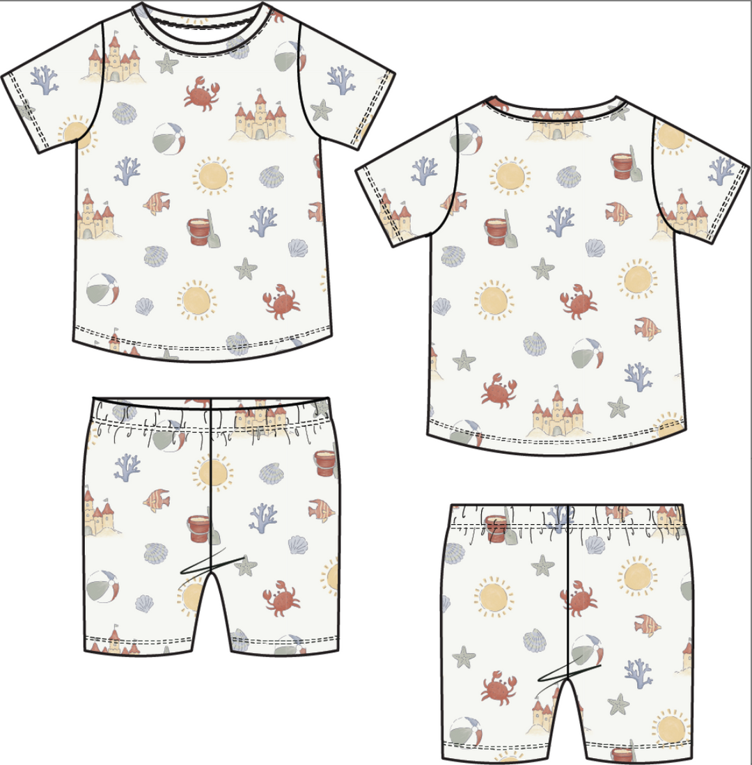 Sunny Sandcastles Loungewear Short Set