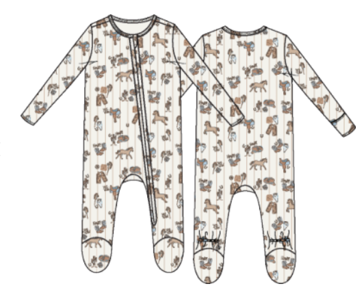 Cowboy Nursery 2 Way Zipper Footie